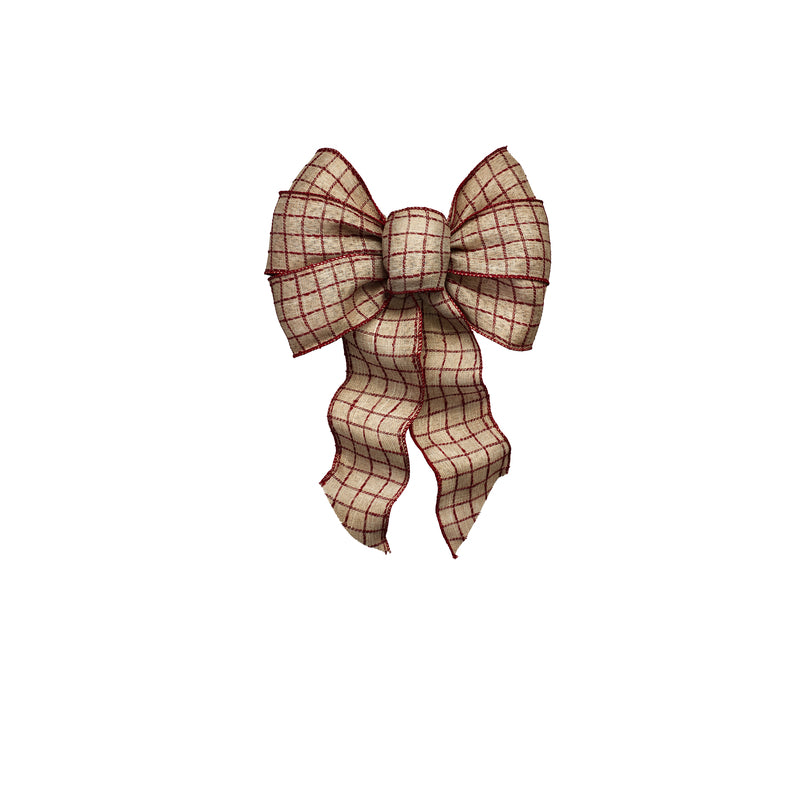Holiday Trims Assorted 7 Loop Plaid Christmas Bow 8.5 in.