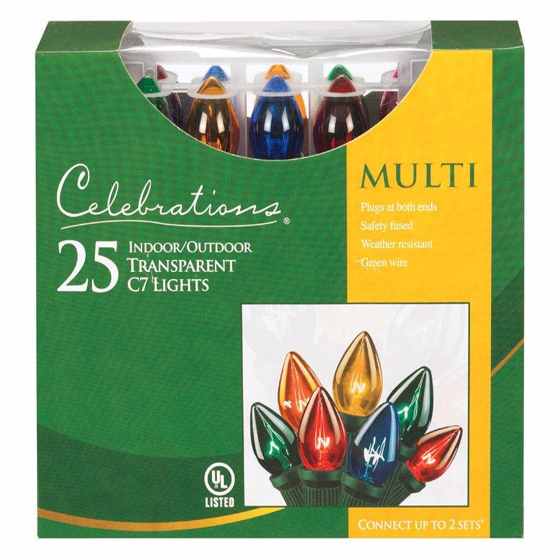 Celebrations Incandescent C7 Multicolored 25 ct String Christmas Lights 24 ft.