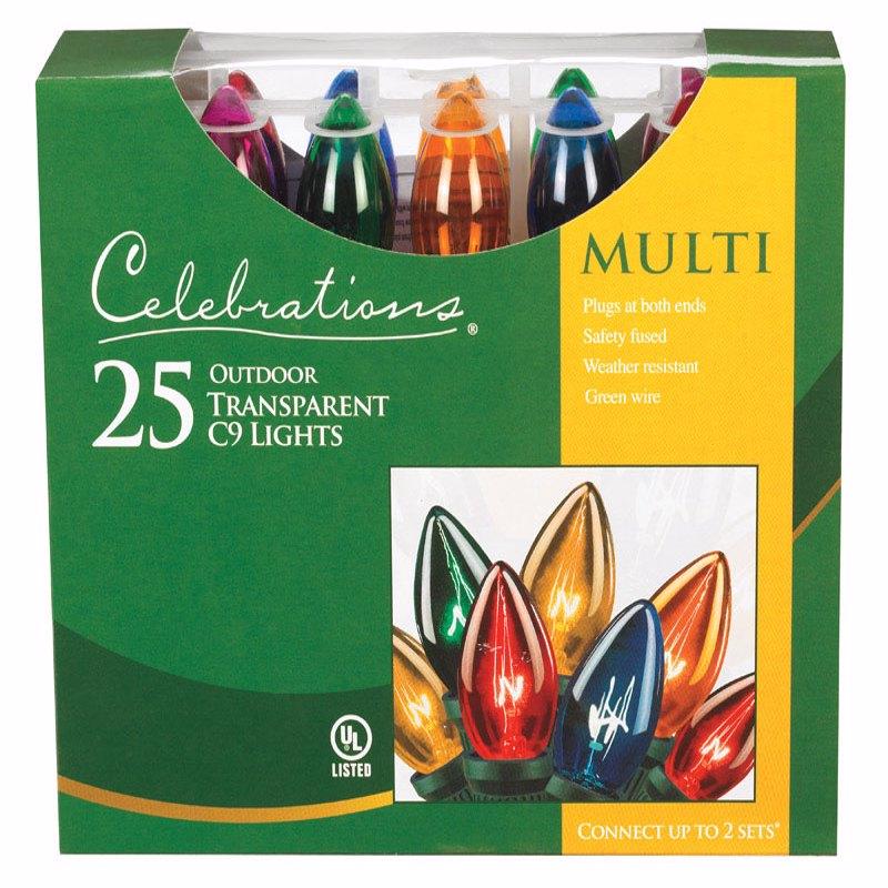 Celebrations Incandescent C9 Multicolored 25 ct String Christmas Lights 25 ft.