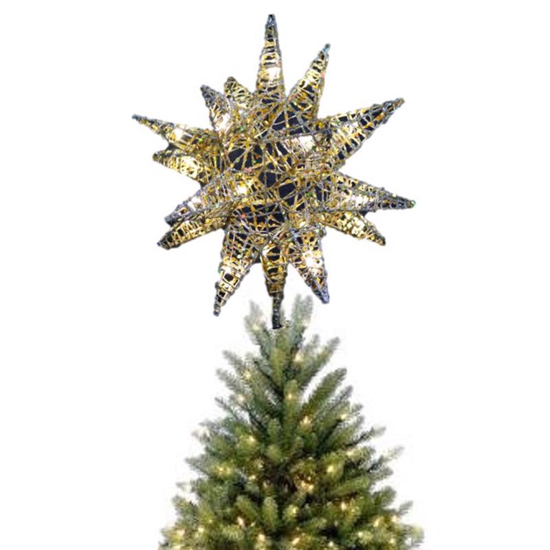 Celebrations LED Gold Microdot Star Tree Topper 10 in.