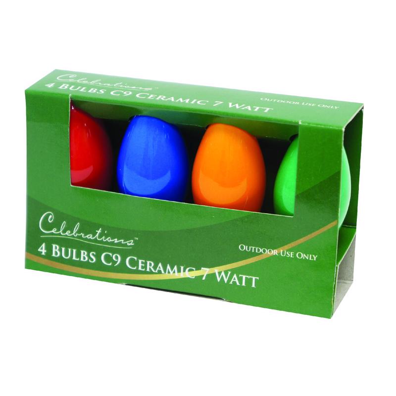 Celebrations Incandescent C9 Multicolored 4 ct Replacement Christmas Light Bulbs 0.08 ft.