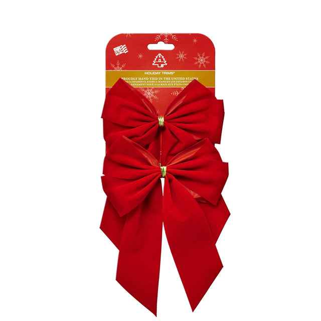Holiday Trims Red 4 Loop Outdoor Christmas Bow 8.5 in.