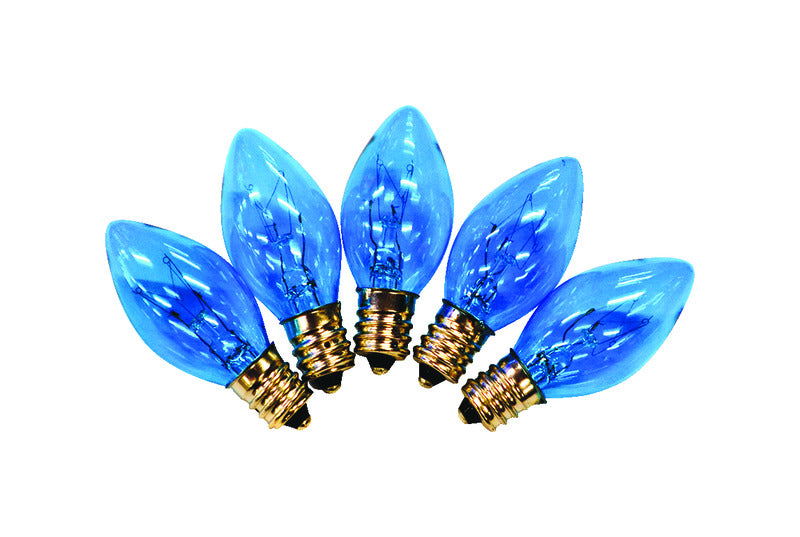BULB TRANSP C7 BLU 25PK