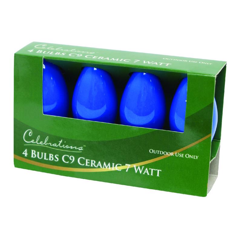 Celebrations Incandescent C9 Blue 4 ct Replacement Christmas Light Bulbs 0.08 ft.