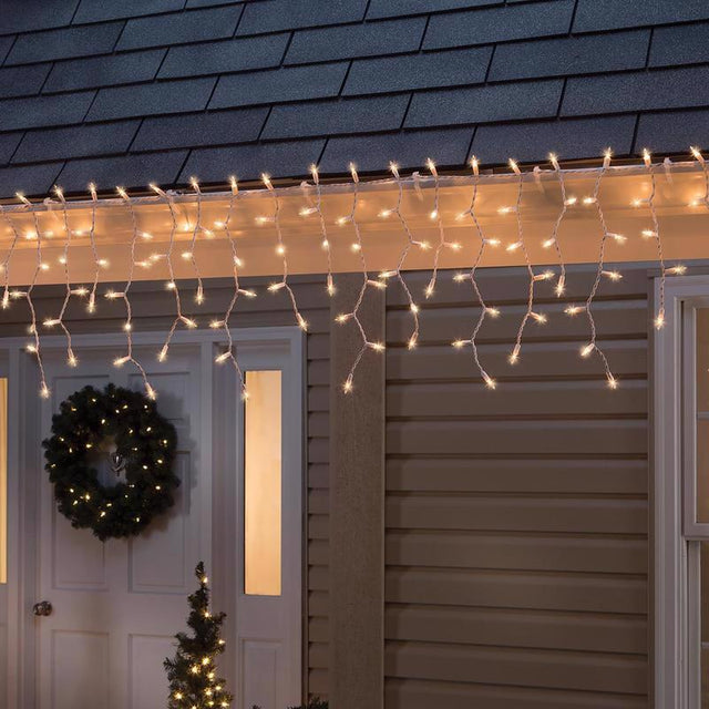 Celebrations Incandescent Icicle Light Set Clear 17 ft. 300 Lights