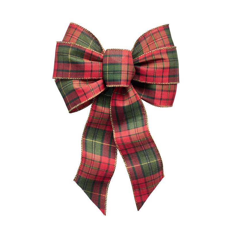 Holiday Trims Assorted 7 Loop Christmas Bow 8.5 in.