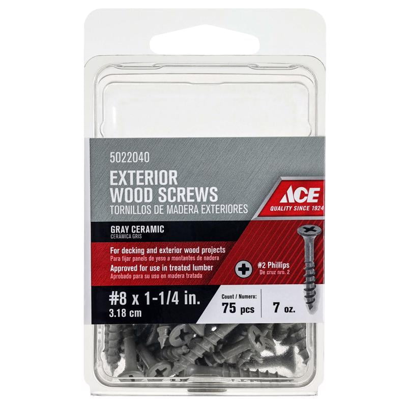 Ace No. 8 X 1-1/4 in. L Phillips Wood Screws