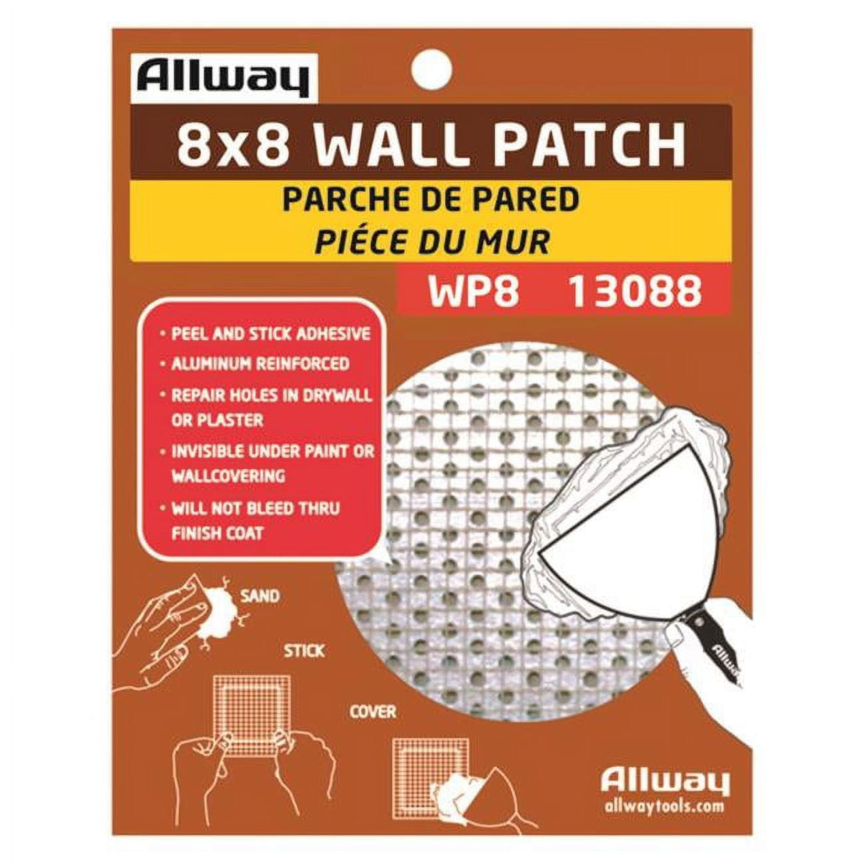 Allway 8 in. L X 8 in. W Fiberglass White Self Adhesive Drywall Mesh Patch