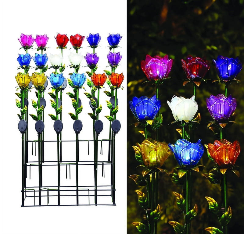 Alpine Assorted Glass 33 in. H Tulip Petals Outdoor Garden Stake