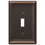 Amerelle Chelsea Aged Bronze 1 gang Stamped Steel Toggle Wall Plate 1 pk