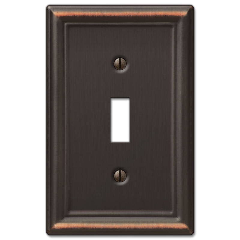 Amerelle Chelsea Aged Bronze 1 gang Stamped Steel Toggle Wall Plate 1 pk