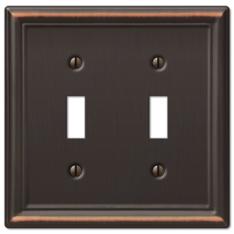 Amerelle Chelsea Aged Bronze 2 gang Stamped Steel Toggle Wall Plate 1 pk