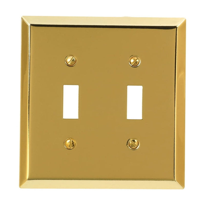 Amerelle Century Polished Brass 2 gang Stamped Steel Toggle Wall Plate 1 pk