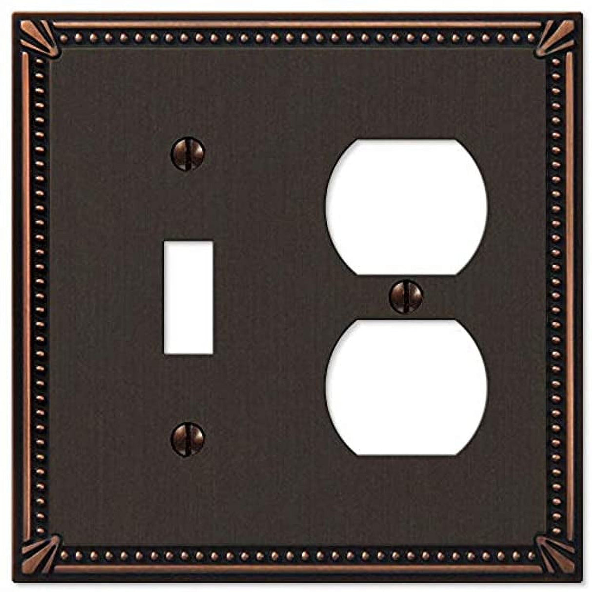 Amerelle Imperial Bead Aged Bronze 2 gang Die-Cast Metal Toggle Wall Plate 1 pk