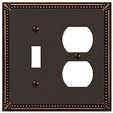 Amerelle Imperial Bead Aged Bronze 2 gang Die-Cast Metal Toggle Wall Plate 1 pk