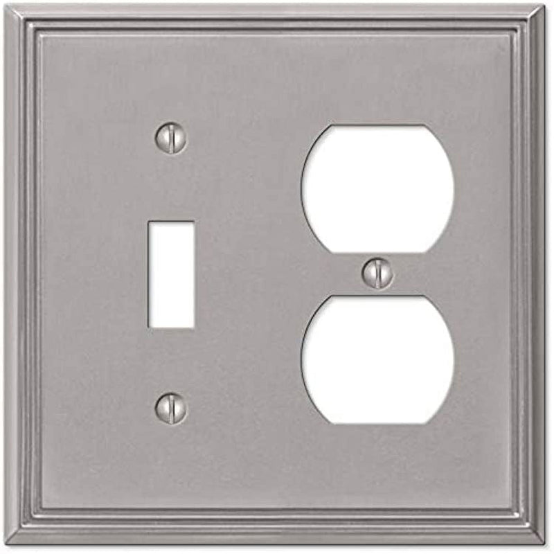 Amerelle Metro Brushed Nickel 2 gang Die-Cast Metal Toggle Wall Plate 1 pk