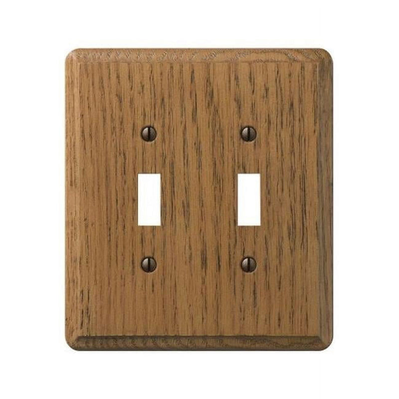 Amerelle Contemporary Medium Brown 2 gang Oak Wood Toggle Wall Plate 1 pk