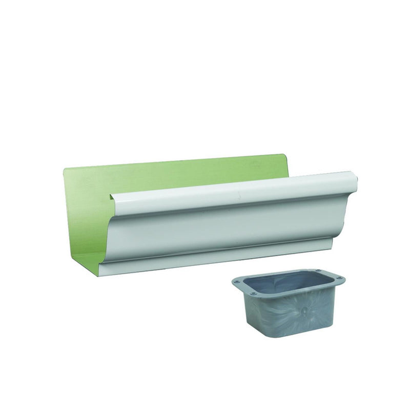 Amerimax 6 in. W X 10 in. L White Aluminum K Gutter End with Drop