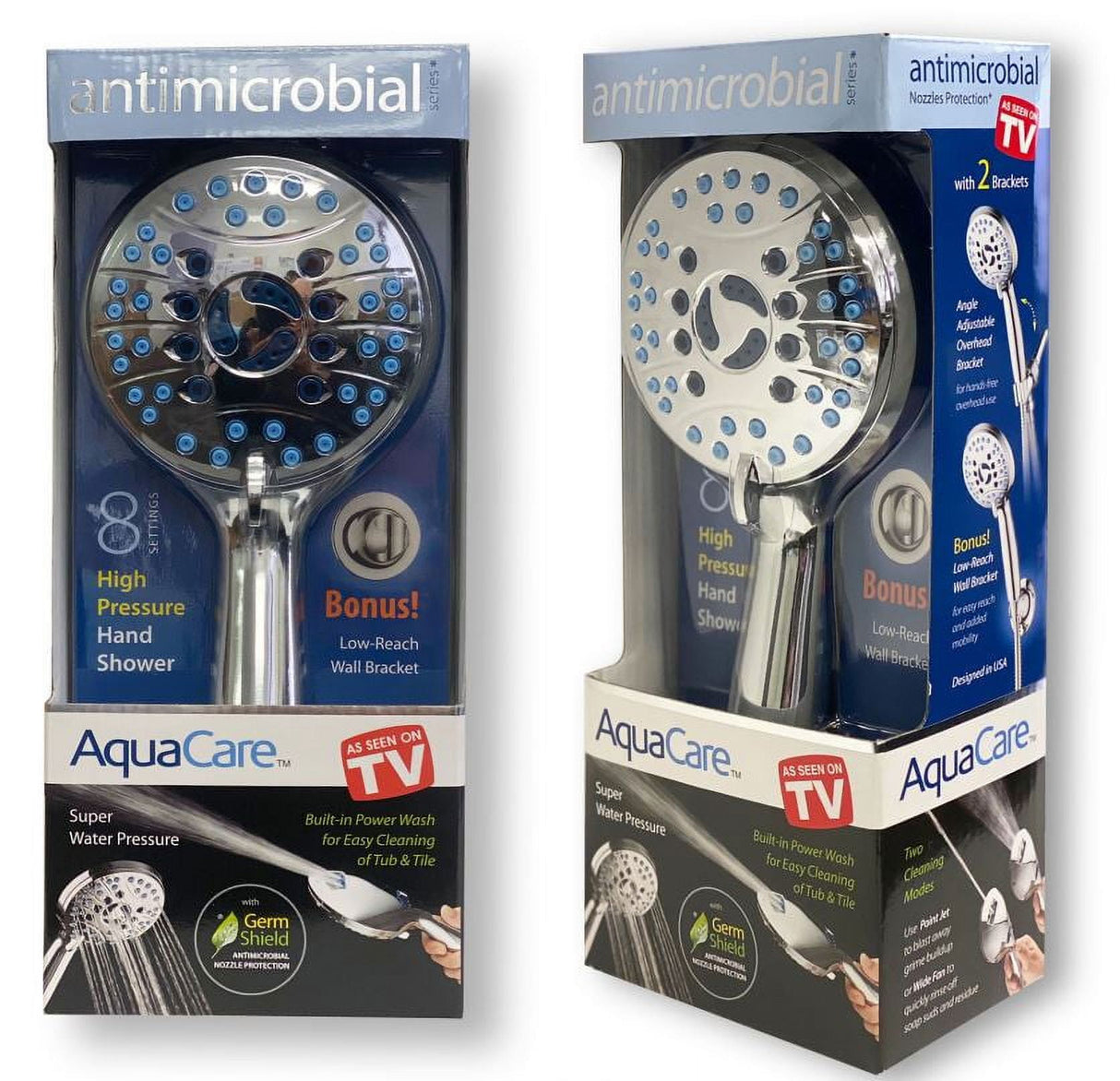 AquaCare Antimicrobial AS Seen On TV Handheld Shower Head Stainless Steel 1 pk
