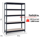 Ar Shelving Heavy Duty 71 in. H X 47.4 in. W X 24 in. D Metal Shelving Unit