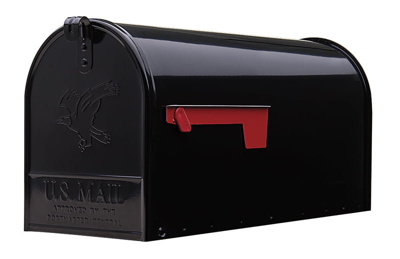 Gibraltar Mailboxes Elite Classic Galvanized Steel Post Mount Black Mailbox