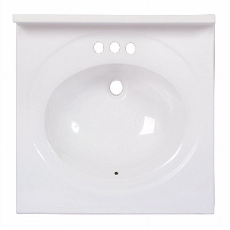 Arstar Standard Cultured Marble Bathroom Sink 25 in. W X 22 in. D White