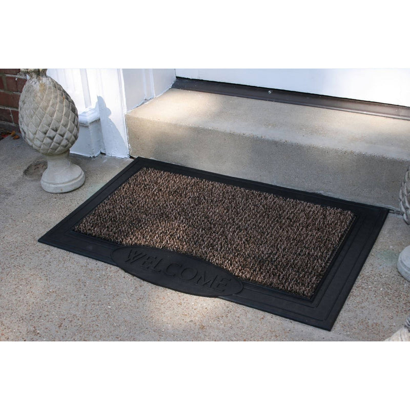 GrassWorx 24 in. W X 36 in. L Black/Brown Welcome Polyethylene Door Mat