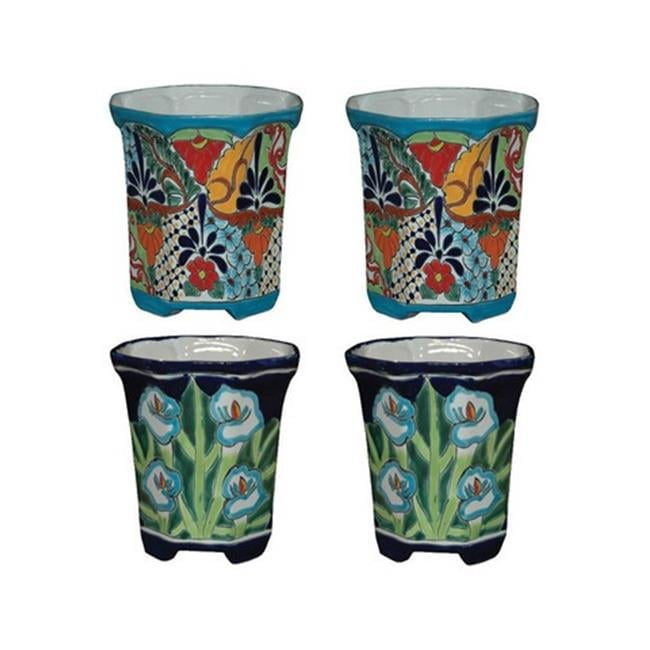 Avera Products Talavera 8.25 in. H X 8.5 in. W Ceramic Planter Set Multicolored
