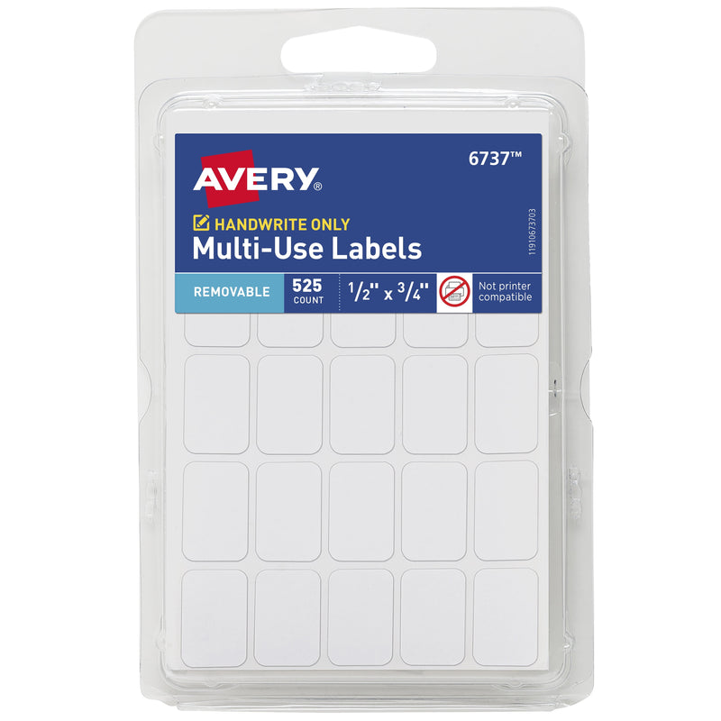 Avery 1/2 in. H X 3/4 in. W Rectangular White Labels 525 pk