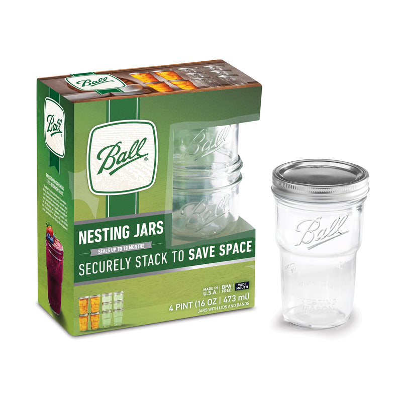 Ball Wide Mouth Nesting Jar 16 oz 4 pk