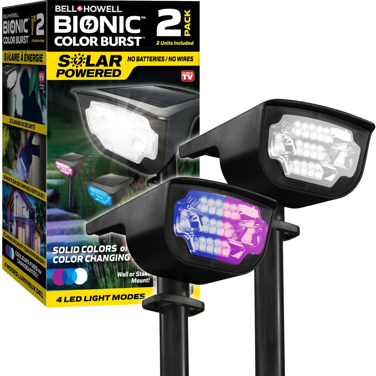 Bell & Howell Black Solar Powered 0.5 W LED Garden Light 2 pk