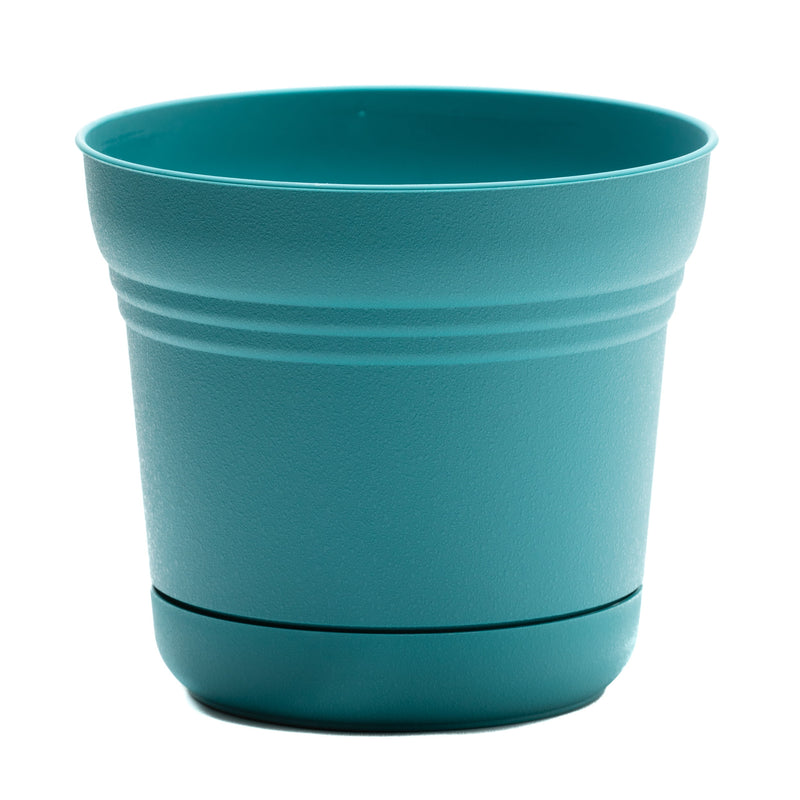 Bloem Saturn 8.5 in. H X 10 in. D Plastic Planter Bermuda Teal