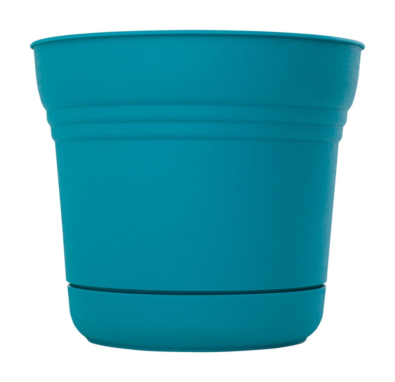 Bloem Saturn 12.8 in. H X 14.5 in. D Resin Planter Bermuda Teal