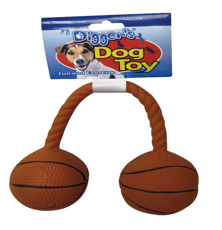 Boss Pet Digger's Orange Latex Twin Basketball Squeaky Dog Toy Medium 1 pk
