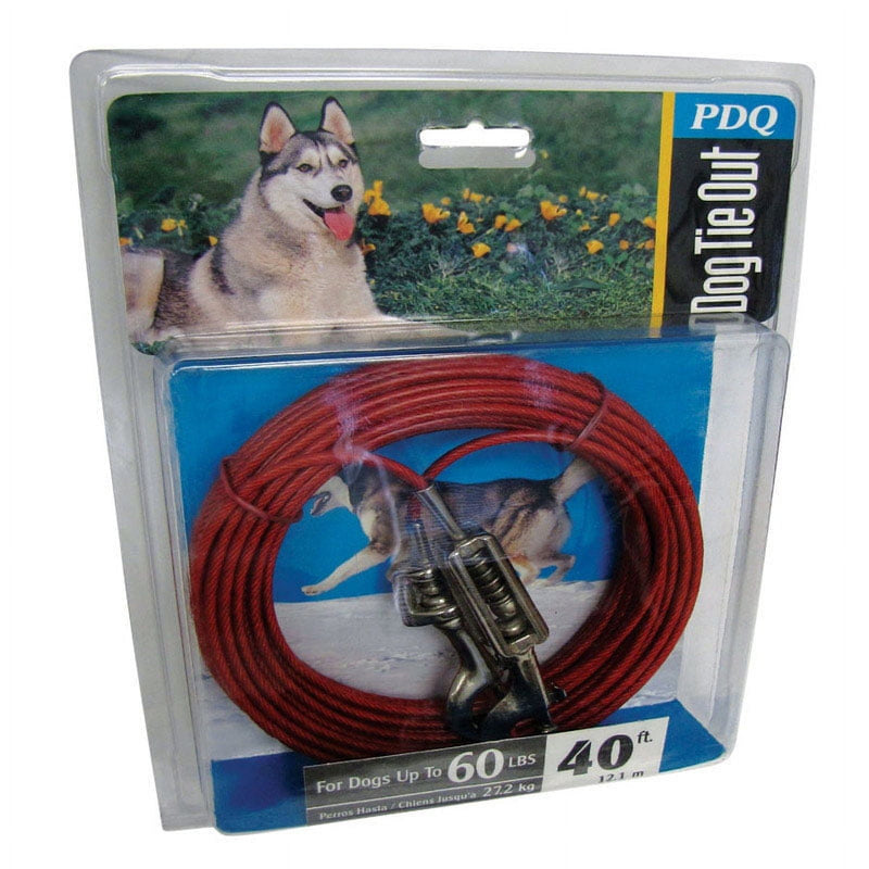 PDQ Red Vinyl Coated Cable Dog Tie Out Large