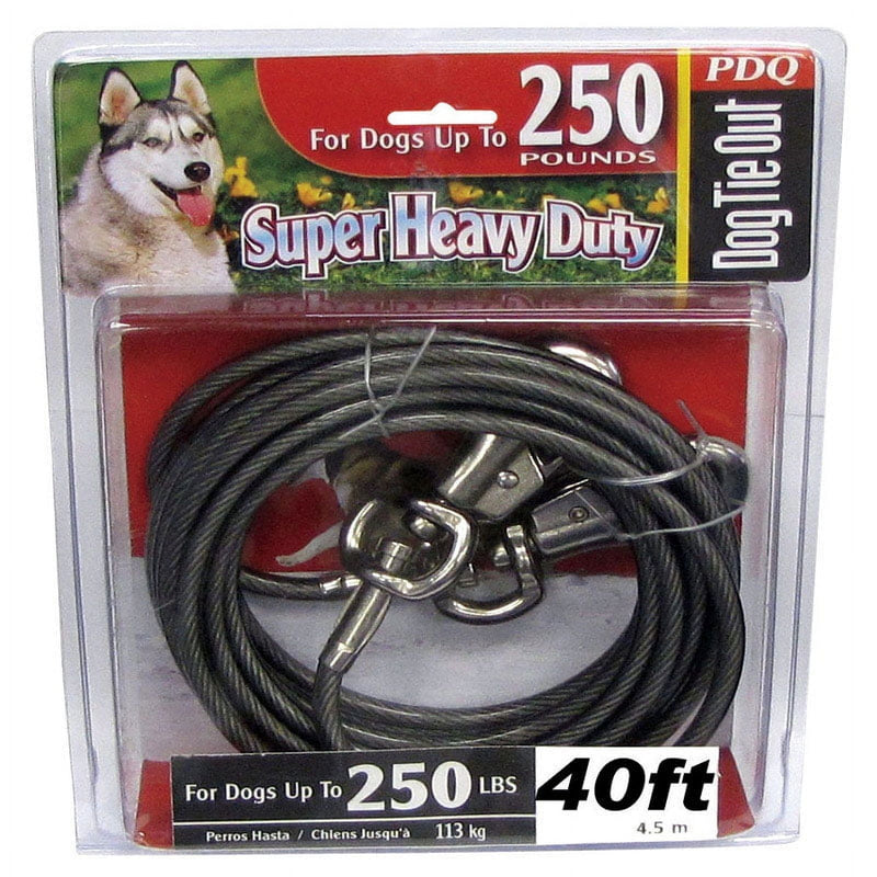 PDQ Silver Tie-Out Vinyl Coated Cable Dog Tie Out X-Large