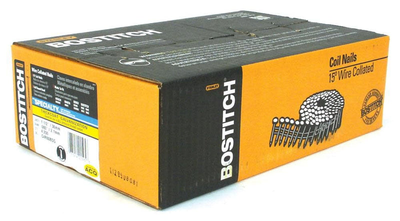 Bostitch 1-1/2 in. L X 11 Ga. Angled Coil Galvanized Siding Nails 15 deg 4,200 pk