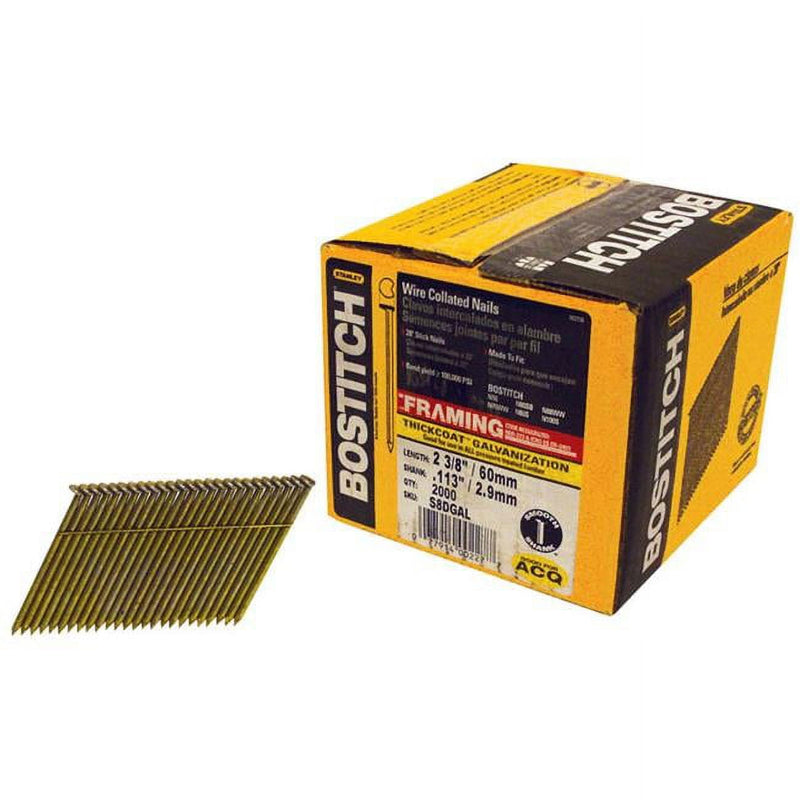 Bostitch 3 in. L X 11 Ga. Angled Strip Galvanized Framing Nails 28 deg 2000 pk