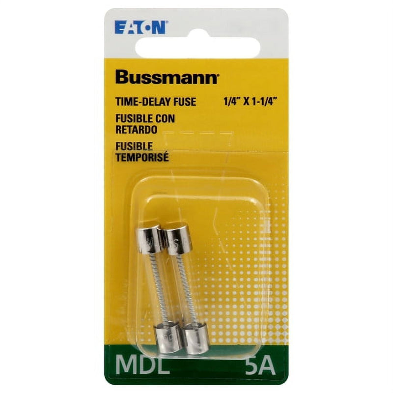 Bussmann 5 amps Time Delay Glass Fuse 2 pk