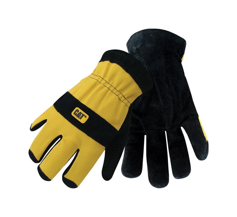 CAT Men's Indoor/Outdoor Palm Work Gloves Black/Yellow L 1 pair