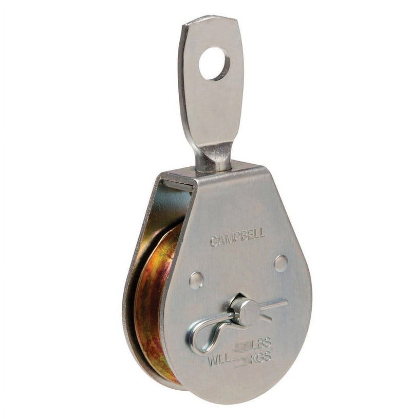 Campbell 2-1/2 in. D Zinc Plated Steel Swivel Eye Single Sheave Swivel Eye Pulley