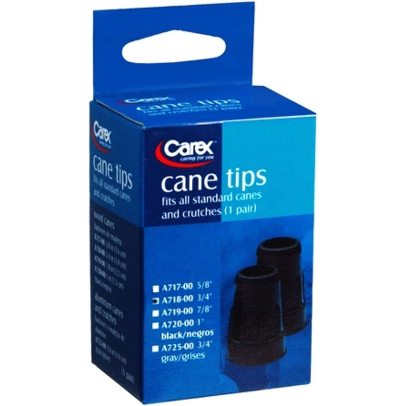 Carex Black Walking Cane Tips Rubber/Stainless Steel