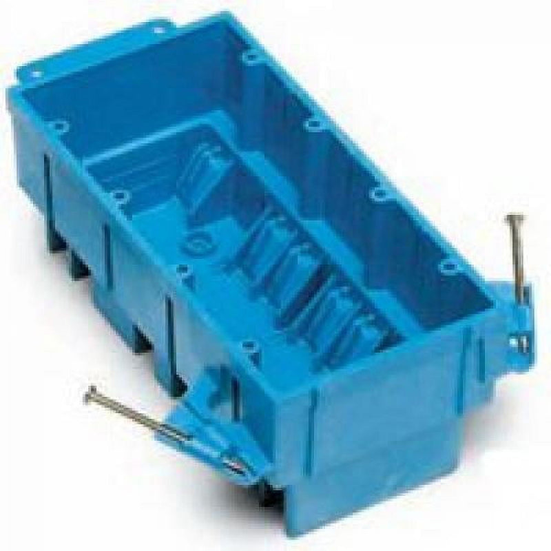 Carlon 64 cu in Rectangle Thermoplastic 4 gang Electrical Box Blue