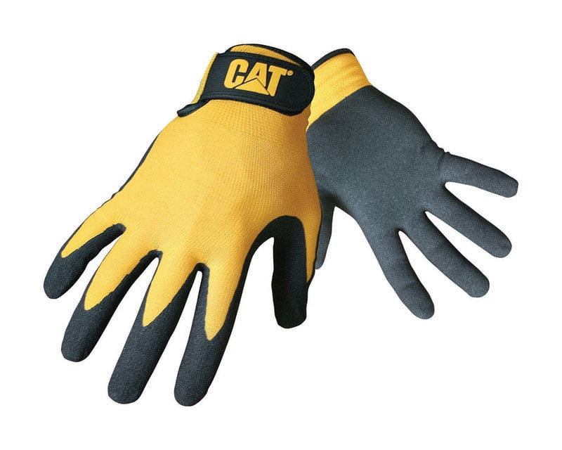 Cat Men's Indoor/Outdoor Palm Work Gloves Black/Yellow XL 1 pair