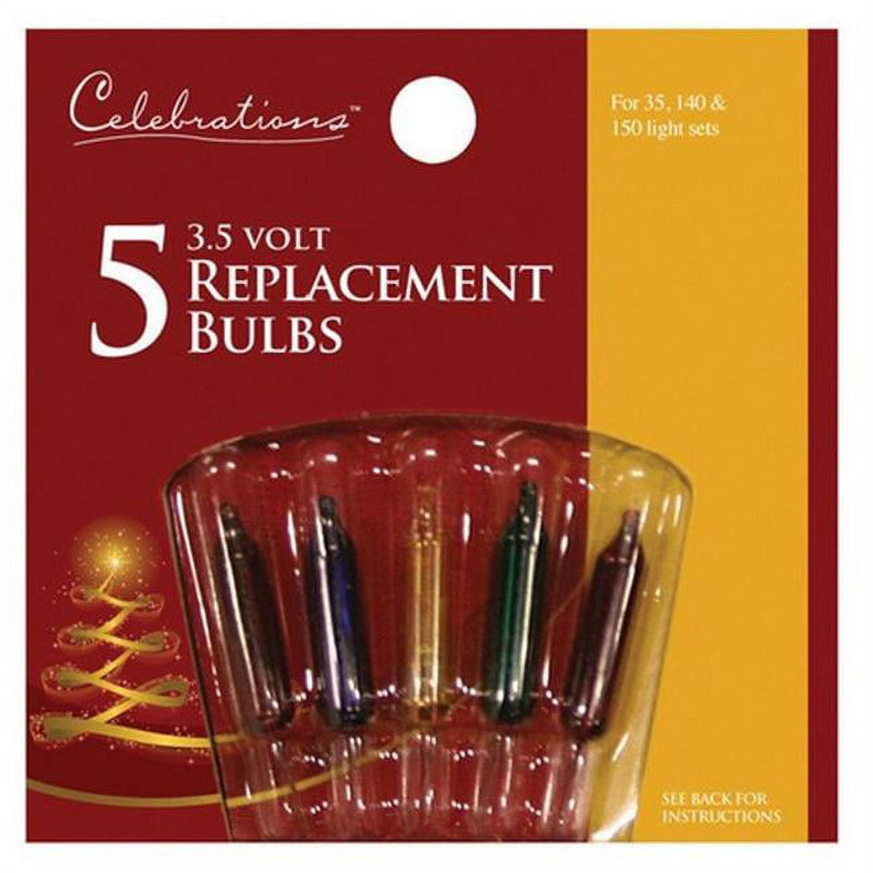 Celebrations Incandescent Mini Multicolored 5 ct Replacement Christmas Light Bulbs