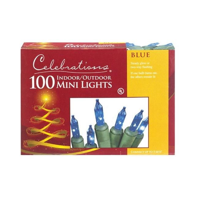 Celebrations Incandescent Mini Blue 100 ct String Christmas Lights 20 ft.