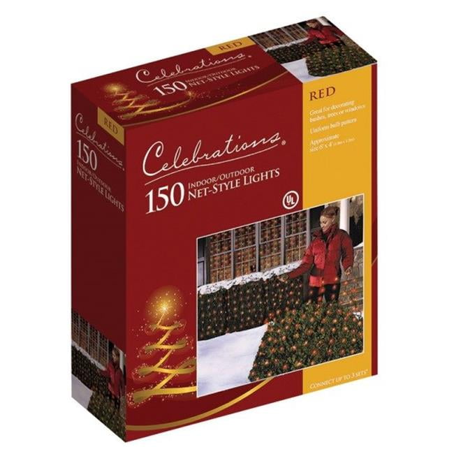 Celebrations Incandescent Mini Red 150 ct Net Christmas Lights 6 ft.