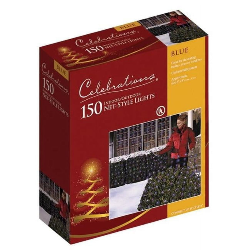 Celebrations Incandescent Mini Blue 150 ct Net Christmas Lights 6 ft.