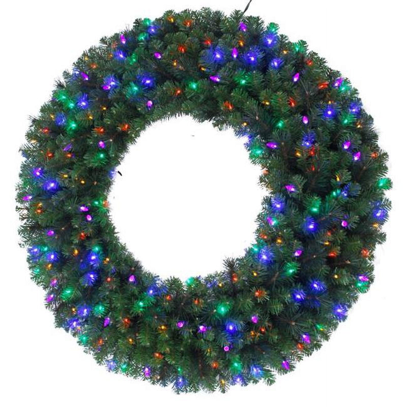 Celebrations Platinum 26 in. D LED Prelit Multicolored Mixed Pine Wreath