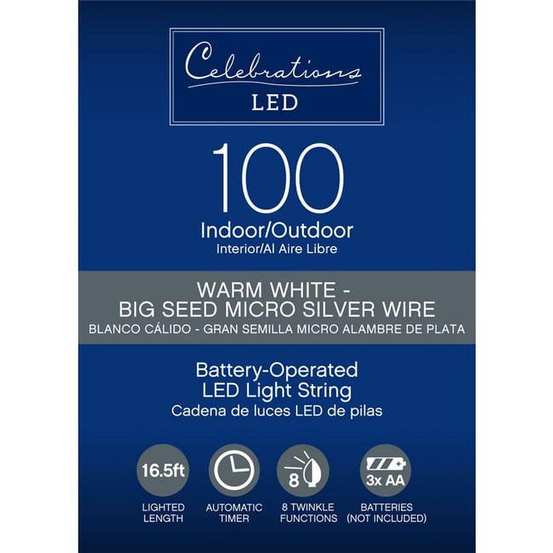 Celebrations LED Micro Dot/Fairy Clear/Warm White 100 ct String Christmas Lights 16.5 ft.